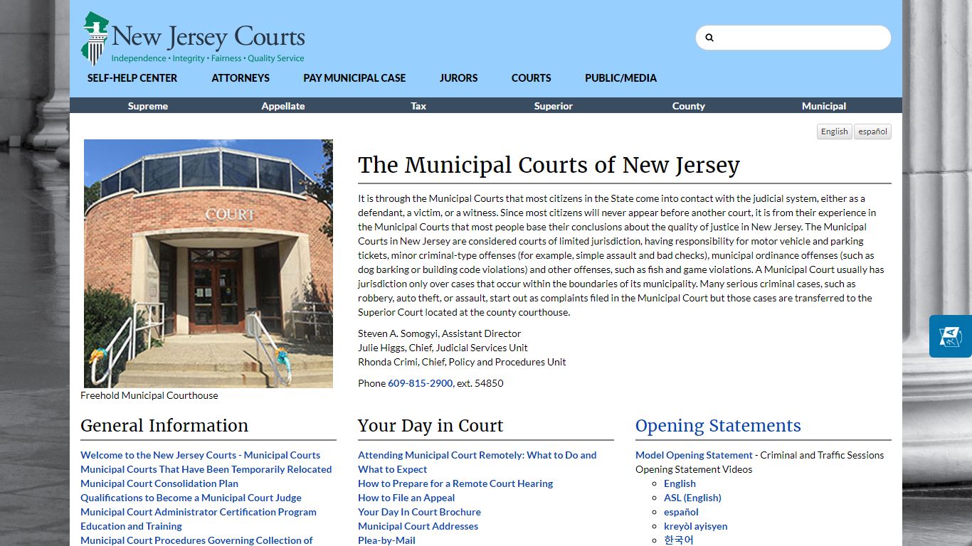 Municipal Courts of New Jersey - New Jersey Superior Court
